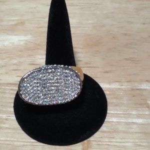 Stunning!! Designer Vince Camuto Size 7 Ring = Gold Tone ANGLE with Rhinestones